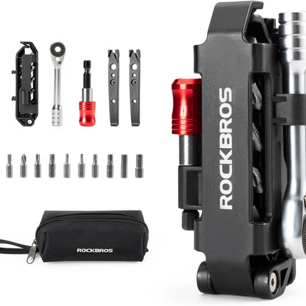 14-in-1 Bike Tool Kit, Portable Ratchet Wrench with 10 Bits & 2 Tire Levers