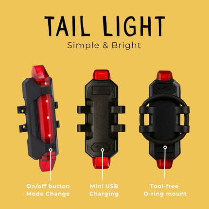 VivBike Rechargeable Bike Light, USB-C LED Headlight, Waterproof, Multiple Modes