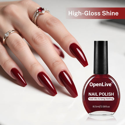 Dark Red Nail Polish 16.5ml Quick Dry Long Lasting Shine Nail Art