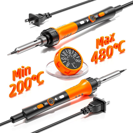 60W Adjustable Soldering Iron Kit – 9-in-1 with 5 Tips & Solder Stand