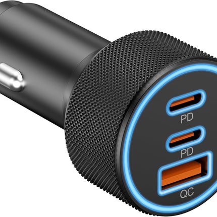 67W USB-C Car Charger – 3-Port Fast Charging Adapter for iPhone & Android