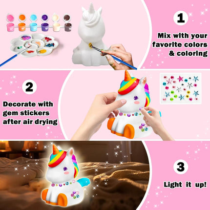 Paint Your Own Unicorn Lamp Kit – DIY Night Light for Kids & Teens