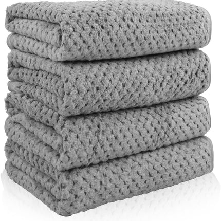 4 Pack Quick-Dry Microfiber Hand Towels, 14x30", Absorbent Bathroom Kitchen Towels