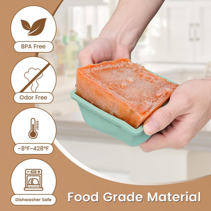 4-Pack Silicone Freezer Trays for Soup – 2-Cup Portions with Lids