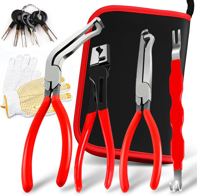 4-Piece Automotive Disconnect Pliers Kit, High-Carbon Steel with Storage Box
