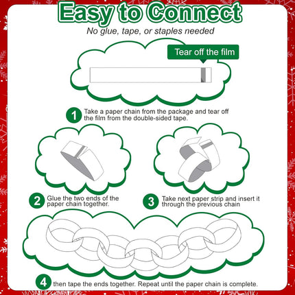 600-Pcs Christmas Paper Chains – Festive Craft Strips for Classroom & Home Decor