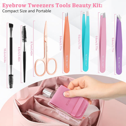7-Piece Eyebrow Tweezers Set for Women with Scissors & Brush – Perfect Gift Kit