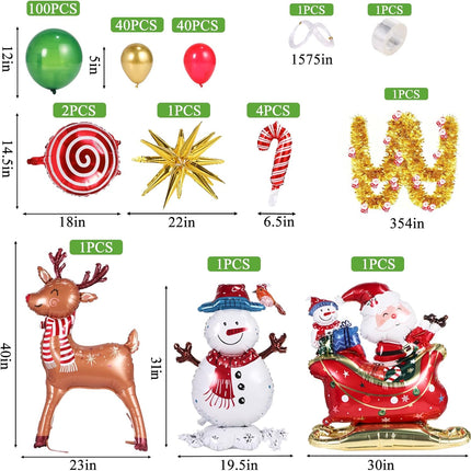 193PCS Christmas Balloon Garland Kit – Tree, Snowman & Santa Decorations