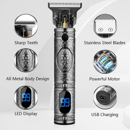 Men’s Beard & Hair Trimmer, Zero-Gap T-Blade Clipper, 180-Min Runtime, All-Metal Body