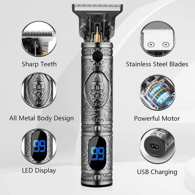Men’s Beard & Hair Trimmer, Zero-Gap T-Blade Clipper, 180-Min Runtime, All-Metal Body