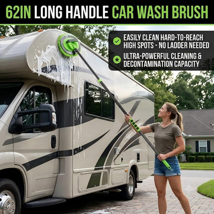 62" Car Wash Brush Kit with Long Handle, Microfiber Mop & Scratch-Free Detailing Set