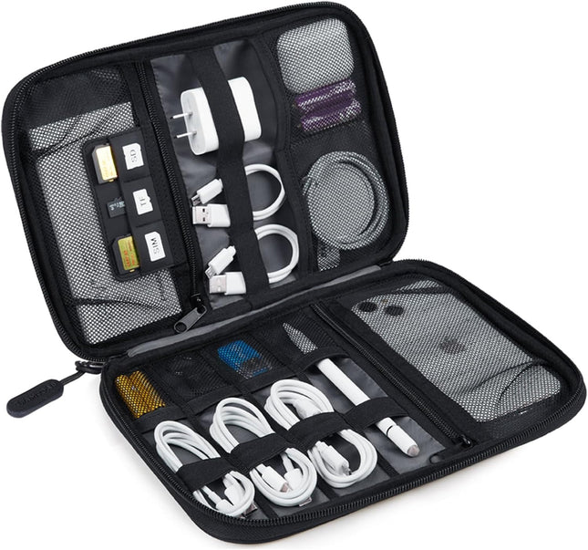Large Electronics Travel Organizer Case – Tech Accessories Cord Storage Bag for Cables