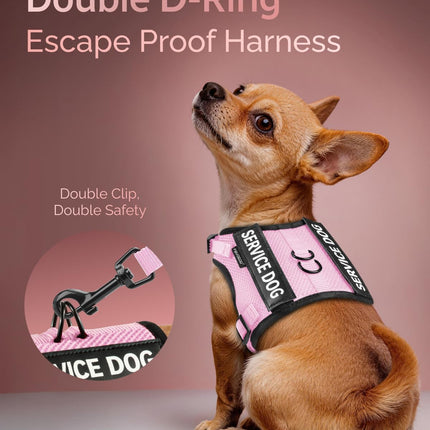 Service Dog Vest for Small Dogs Air Mesh ESA Harness & Leash Set with DIY Patches