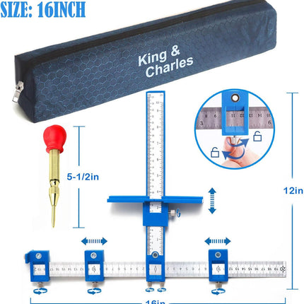 Cabinet Hardware Jig with Center Punch for Drawer Pulls Cabinet Handle Installation