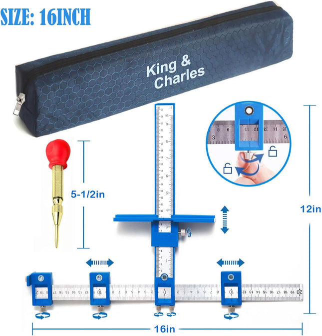 Cabinet Hardware Jig with Center Punch for Drawer Pulls Cabinet Handle Installation