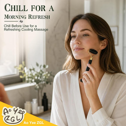 3-Pc Jade Face Roller & Gua Sha Set with Massage Ball for Facial Care