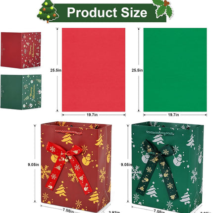 Christmas Gift Bags with Tissue Paper – Small Xmas Party Favor Bags