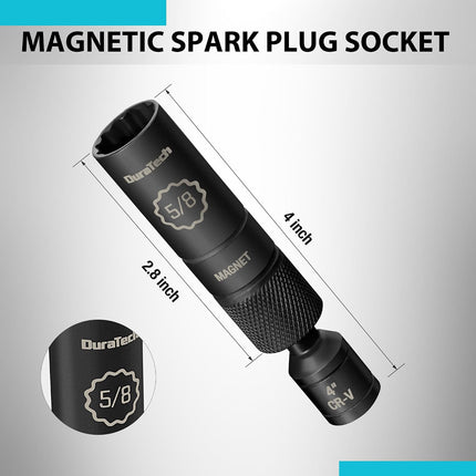 5/8" Magnetic Spark Plug Socket, 3/8" Drive, 12-Point Thin Wall Cr-V Steel