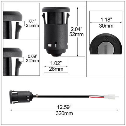 2-Wire Ignition Key Switch Lock, Starter Switch for Electric Trike, Scooter & Golf Cart