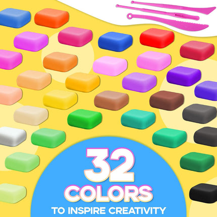 Air Dry Clay 32 Colors Modeling Clay Kit with Tools Safe Non Toxic Kids DIY Toy