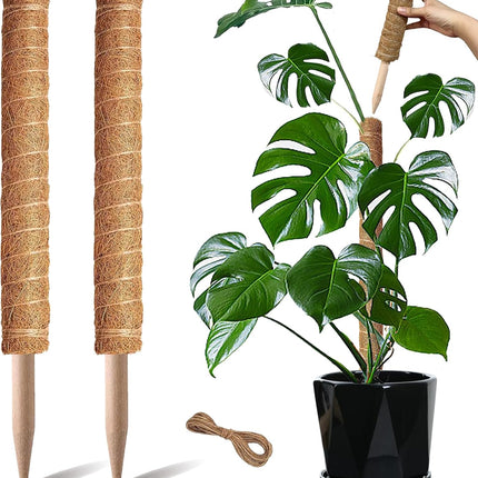 2 Pack 17" Moss Poles for Monstera, Stackable Coir Plant Supports for Climbing Plants
