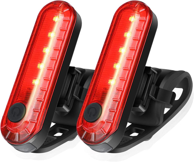 2-Pack USB Rechargeable Bike Tail Lights – Bright Rear Lights, 4 Modes