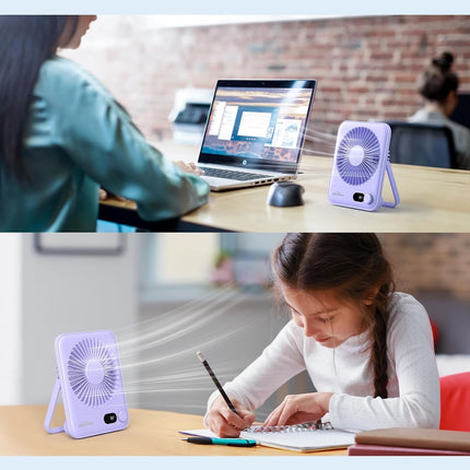 Small Desk Fan – 2000mAh Rechargeable Personal Fan, Quiet & Portable, Purple