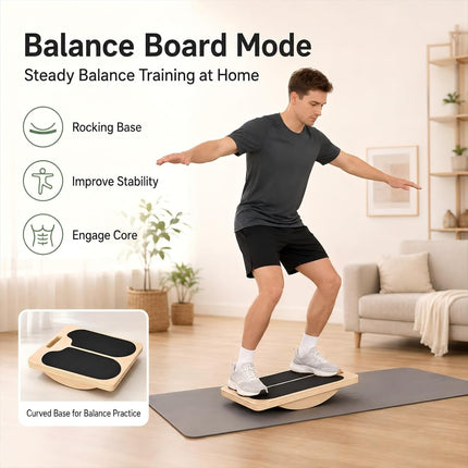 2-in-1 Wooden Slant Board & Balance Board, 5-Level Adjustable Calf Stretch Trainer