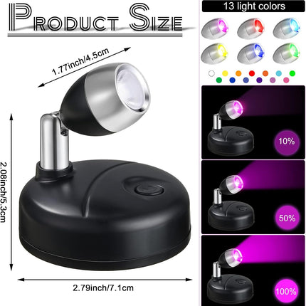 6 Pack Battery LED Wireless Spotlights, RGB 13 Colors, Dimmable Rotatable Lights, Remote