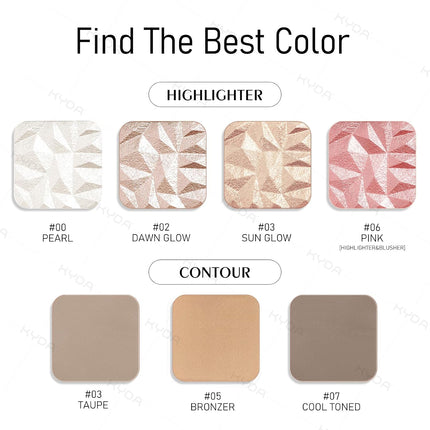 Sun Glow Face Highlighter Palette, Baked Powder, Pearl Shimmer, Champagne Glow Makeup