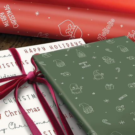 3-Pack Christmas Wrapping Paper Rolls – Elegant & Cute Holiday Gift Wrap