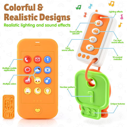 Baby Remote Control Teether Toy with Music, Light & Sound for 6+ Months
