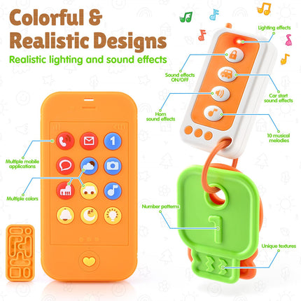 Baby Remote Control Teether Toy – Phone, Keys & Car with Lights & Sounds