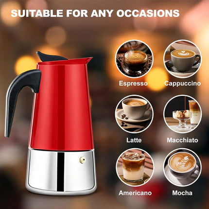 4-Cup Stainless Steel Moka Pot Espresso Maker 200ml Stovetop Coffee Percolator