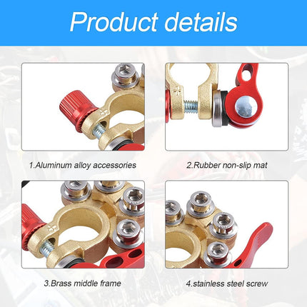 2 Pcs Car Battery Terminal Connectors – 4 Way Quick Release for SAE/JIS Type A Posts