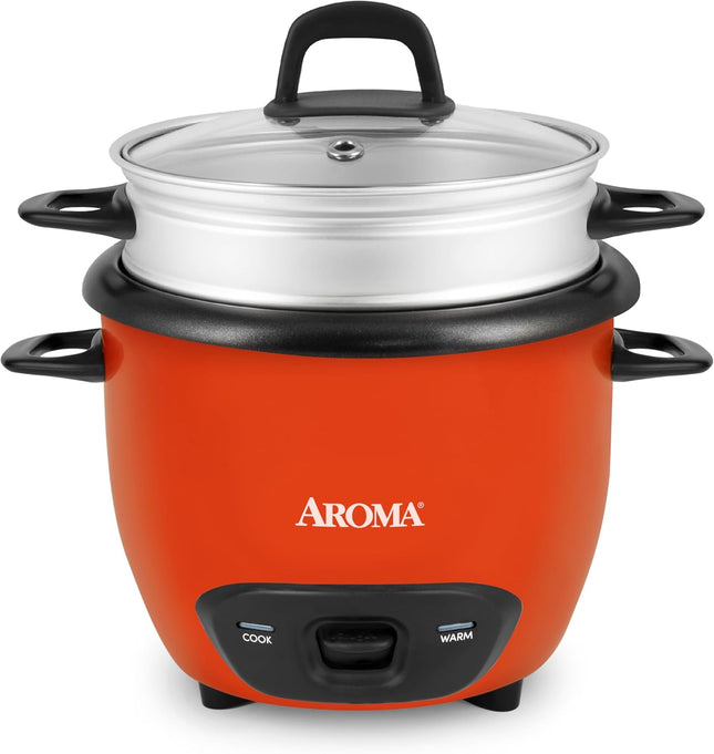 3-Cup Rice Cooker & Grain Cooker with 6-Cup Cooked Capacity, Orange