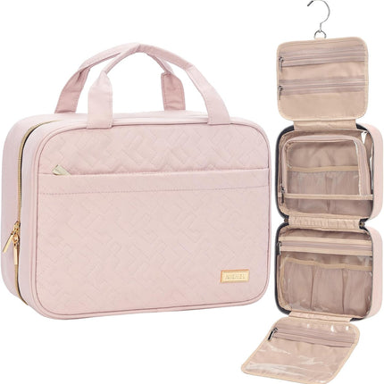 Hanging Toiletry Bag for Travel – Pink, Medium, Makeup & Shampoo Holder