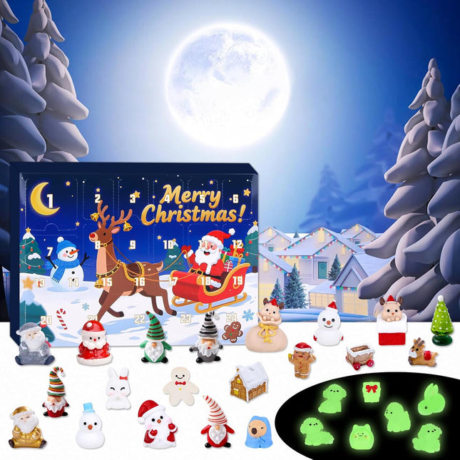 Christmas Advent Calendar – 24-Day Countdown with Glowing Resin Figurines