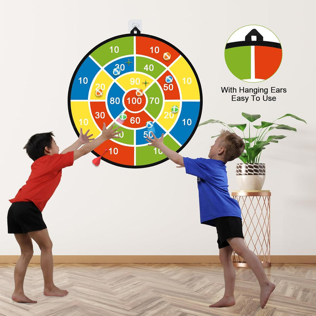 Double-Sided Dart Board for Kids – Sticky Balls & Darts for Indoor/Outdoor Fun