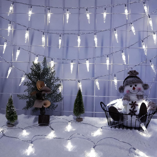 Christmas Battery Powered Icicle Lights – 20ft 40 LED Indoor String Lights