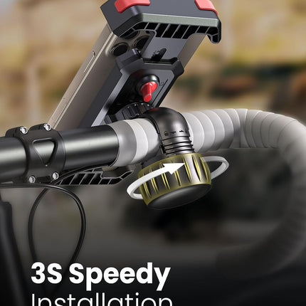 2026 Upgraded Bike Phone Holder, 1S Quick Install Handlebar Mount for iPhone Samsung