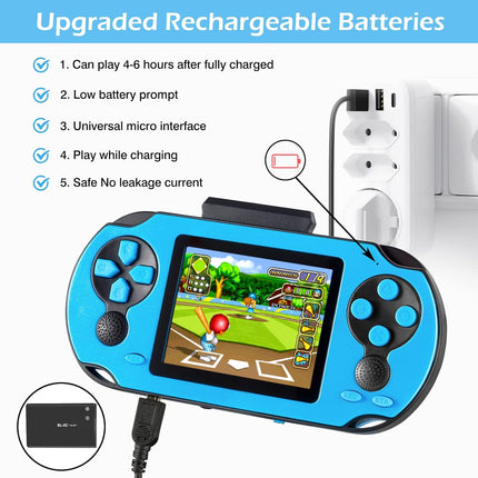 16-Bit Handheld Gaming Device, 3” Screen, 230 Classic Games, USB Rechargeable