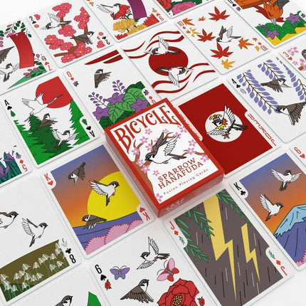Bicycle Sparrow Hanafuda Fusion Playing Cards, Japanese Art Poker Deck, 52 Cards