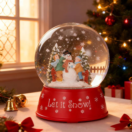 Christmas Snow Globe 120mm Snowman Musical Lamp Timer USB Holiday Decor
