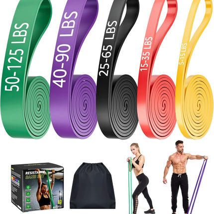 Resistance Bands Set, 5-Level Pull Up Assistance Bands, 5-125 Lbs, Home Gym