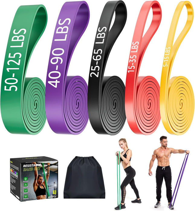 Resistance Bands Set, 5-Level Pull Up Assistance Bands, 5-125 Lbs, Home Gym