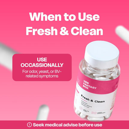 Her Fantasy Box Fresh & Clean Boric Acid Capsules 30 Count Intimate Care