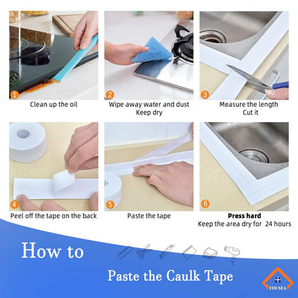 Professional Waterproof Sealing Tape – Toilet, Tub, Wall Edge, White