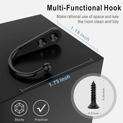 15 Pack Black Wall Mounted Coat Hooks with Screws for Towels Bags Keys