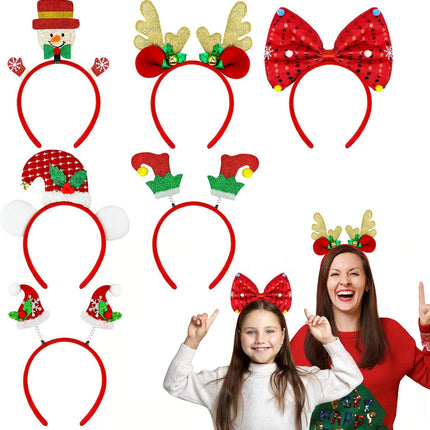 6PCS Christmas Hats & Headbands – Fun Holiday Hair Accessories for Kids & Parties